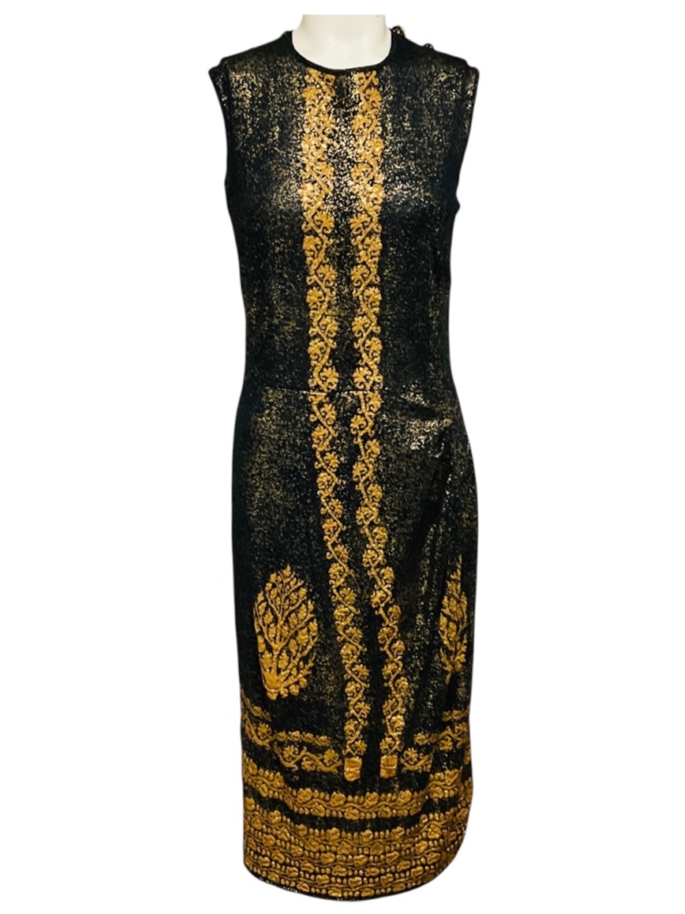 CHANEL GOLD METALLIC / BLACK PARIS VENICE RUNWAY 2010 SHIMMERING BAROQUE SLEEVEL